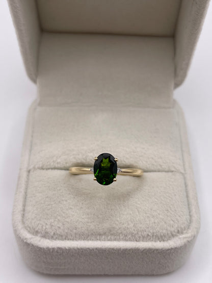 9ct gold tourmaline and diamond ring