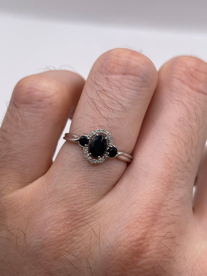 9ct white gold sapphire and diamond ring