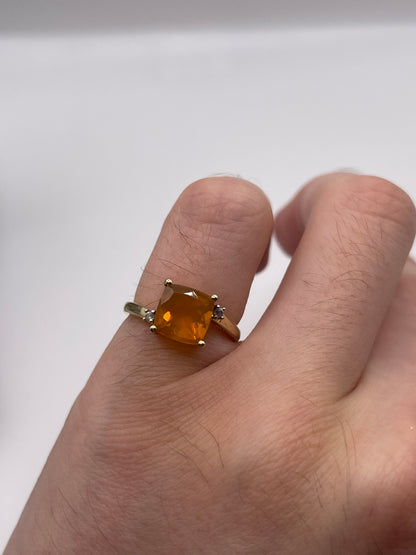 9ct gold fire opal and zircon ring