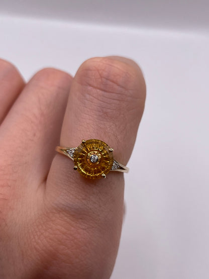 Glenn Lehrer 9ct gold citrine and diamond ring