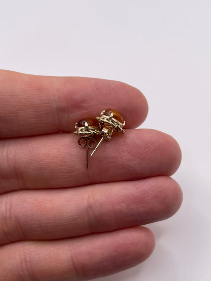 9ct gold amber earrings