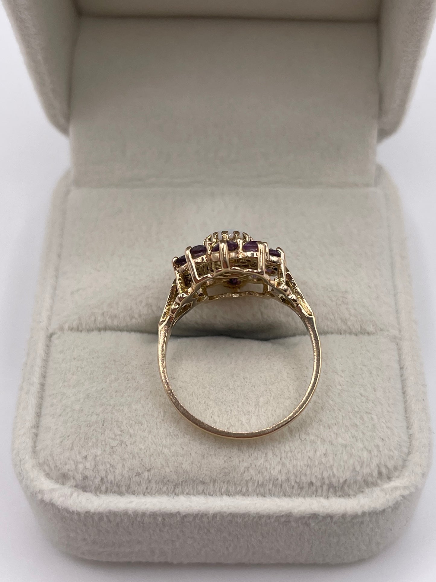 9ct gold opal and amethyst ring