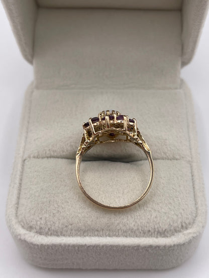 9ct gold opal and amethyst ring