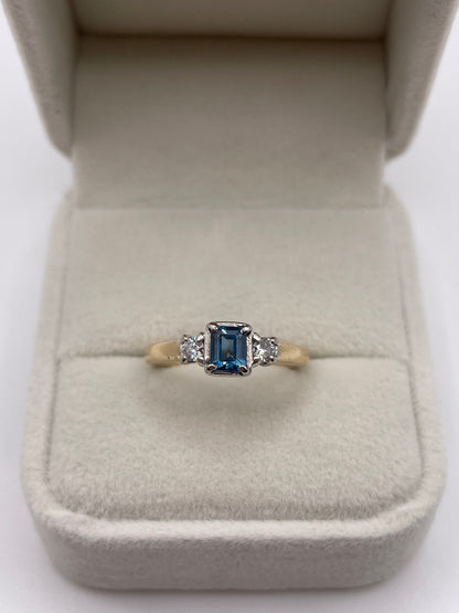 9ct gold topaz and diamond ring