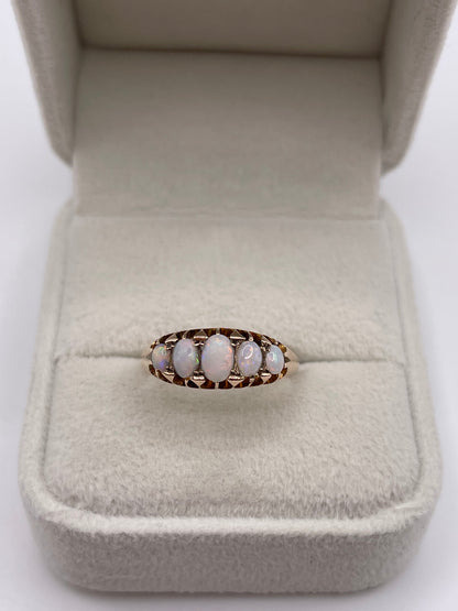 Antique 9ct rose gold opal ring