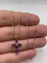 Load image into Gallery viewer, 9ct gold amethyst and diamond necklace
