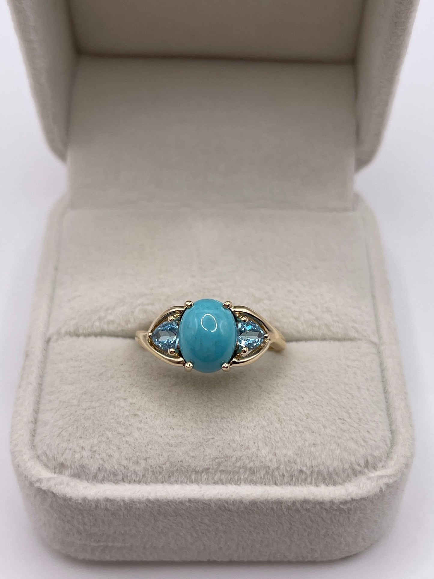 9ct gold turquoise and topaz ring
