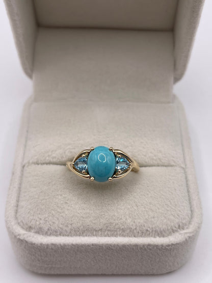 9ct gold turquoise and topaz ring