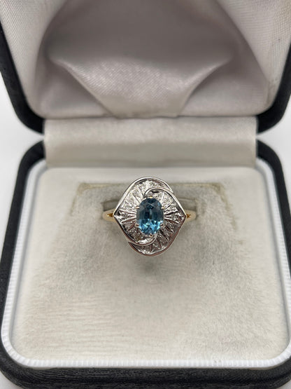 9ct gold topaz and diamond ring