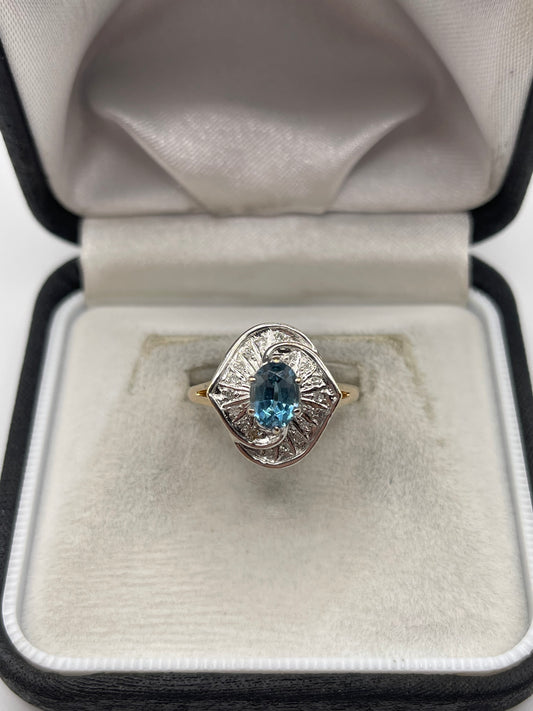 9ct gold topaz and diamond ring