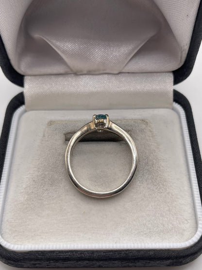 Silver blue zircon ring
