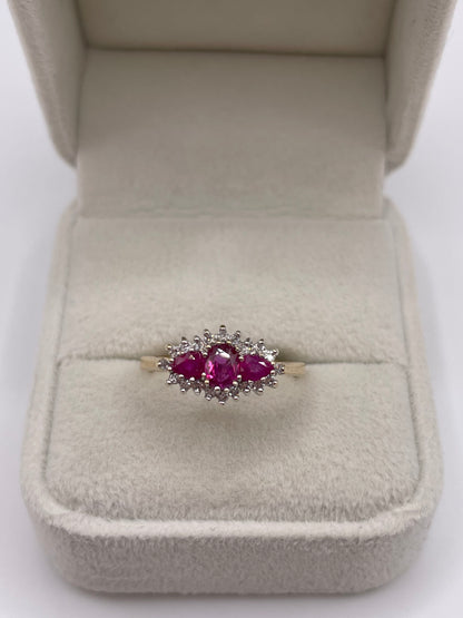9ct gold ruby and diamond ring