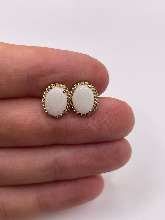 9ct gold opal earrings