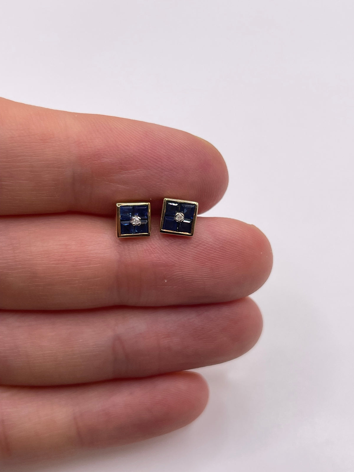 9ct gold sapphire and diamond earrings