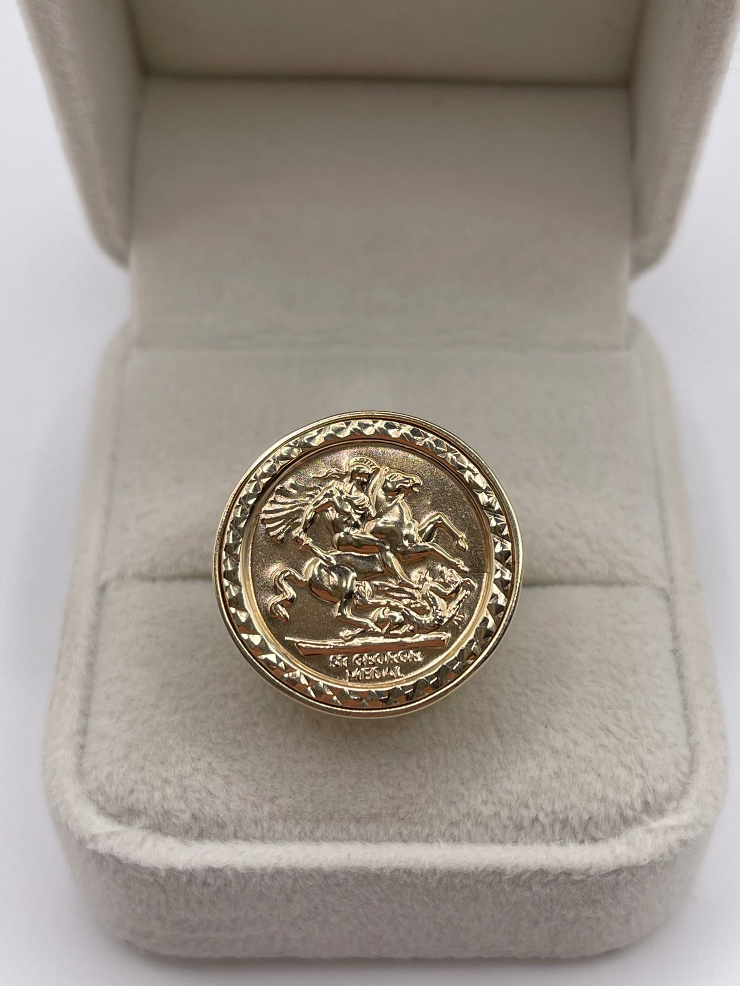 9ct gold St George medallion ring