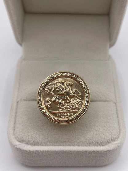 9ct gold St George medallion ring