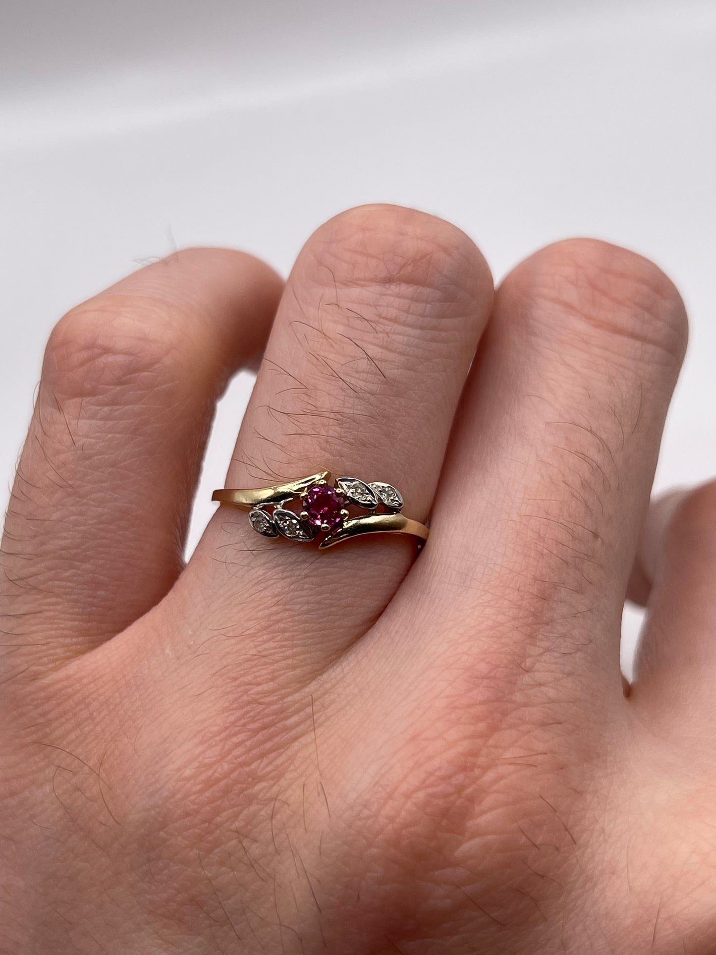 9ct gold ruby and diamond ring