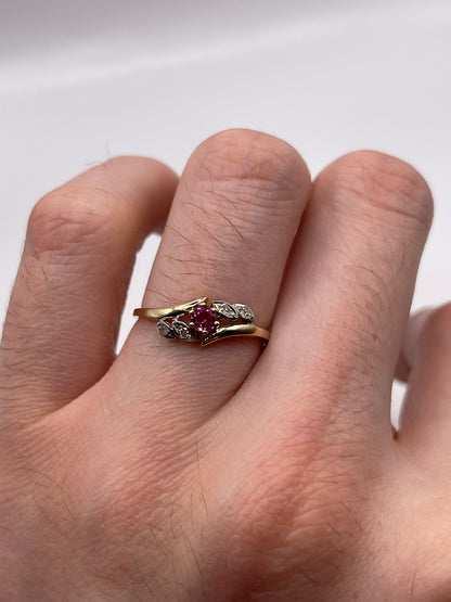 9ct gold ruby and diamond ring