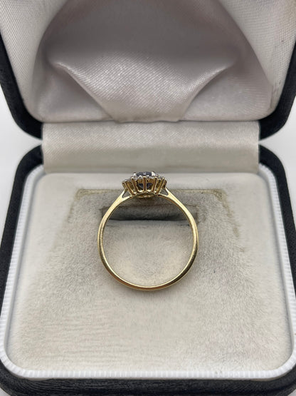 9ct gold tanzanite and zircon ring