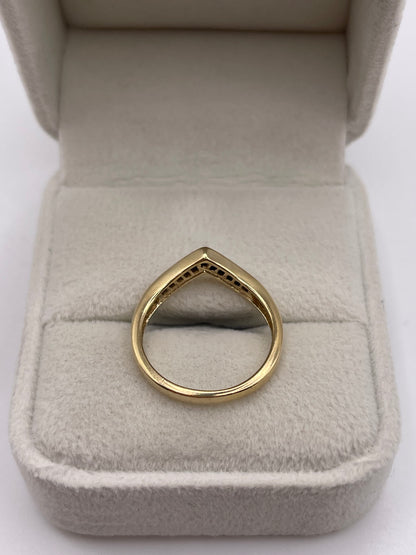 9ct gold diamond wishbone ring