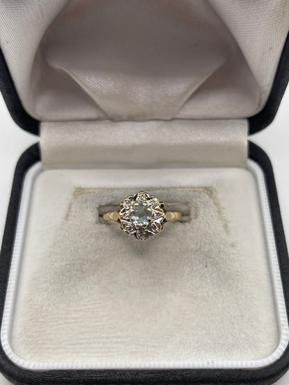 9ct gold topaz and diamond ring