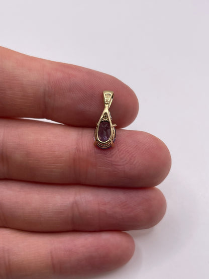 9ct gold iolite and diamond pendant