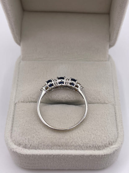 9ct white gold sapphire and diamond ring