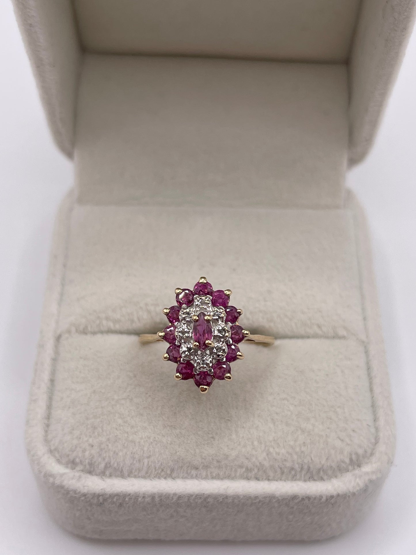 9ct gold ruby and diamond ring