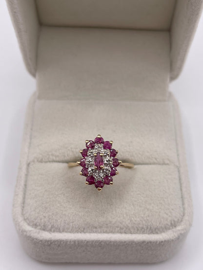9ct gold ruby and diamond ring