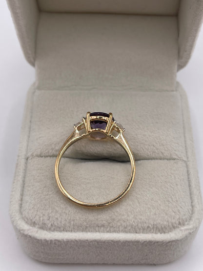 9ct gold blueberry quartz and zircon ring