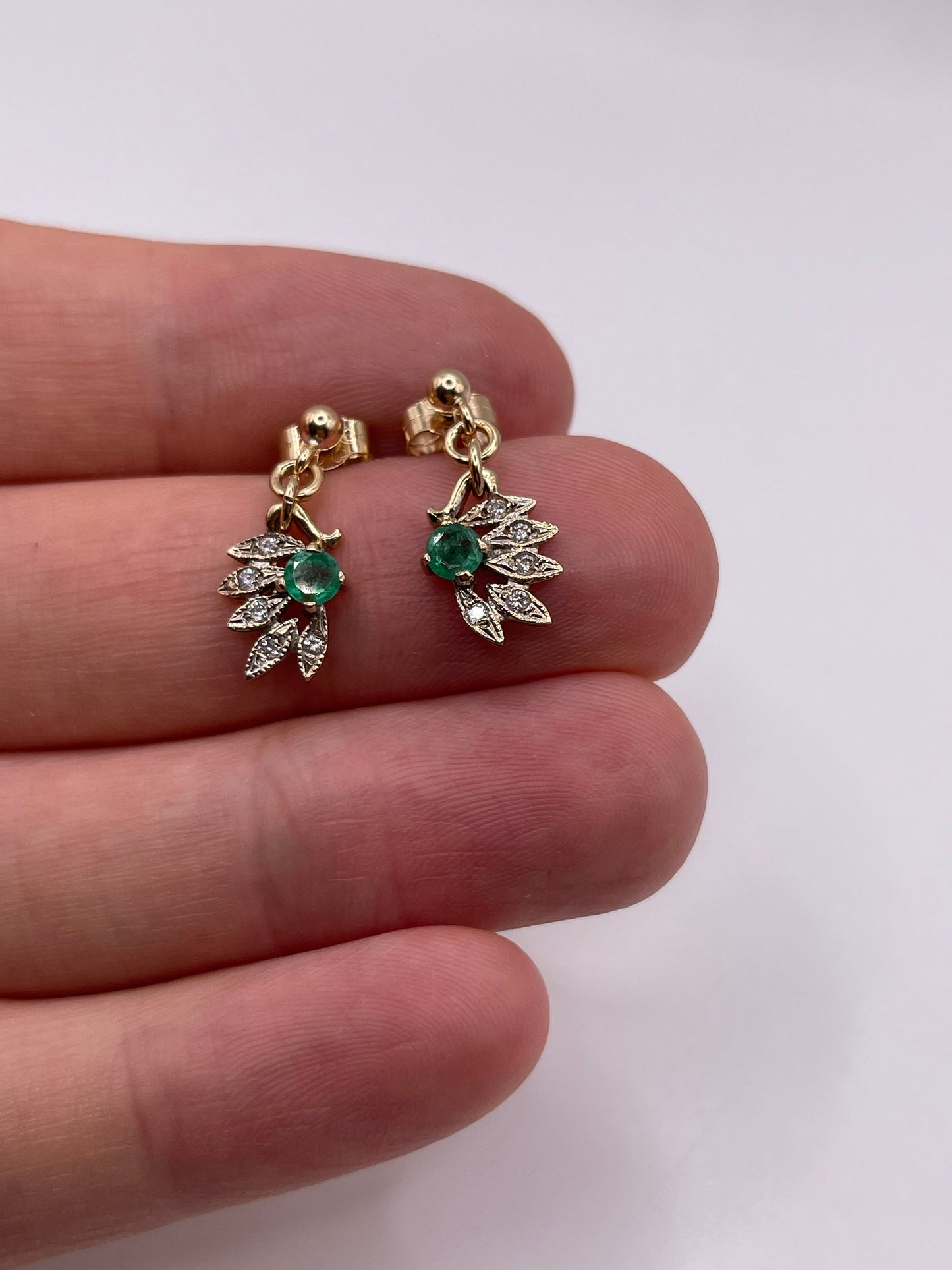9ct gold emerald and diamond earrings