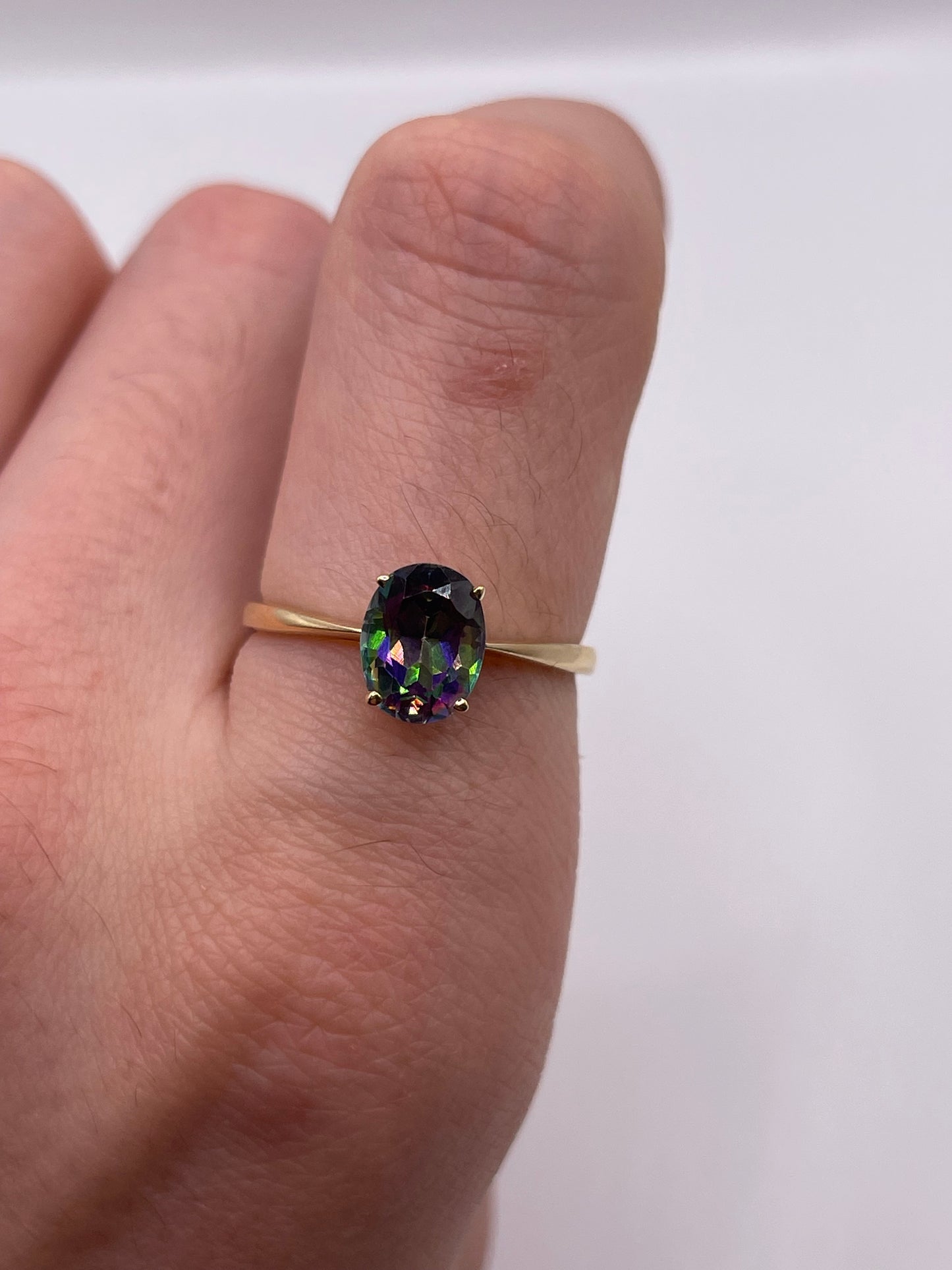 9ct gold mystic topaz ring