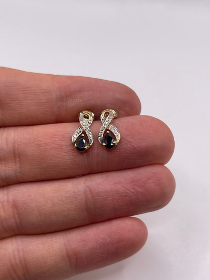9ct gold sapphire and diamond earrings