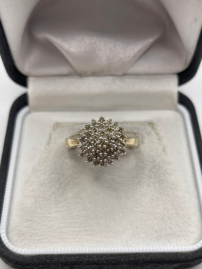 9ct gold 1ct diamond cluster ring
