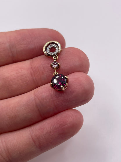 9ct gold garnet, morganite and diamond pendant