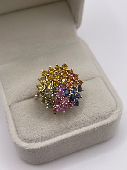 9ct gold sapphire cluster ring