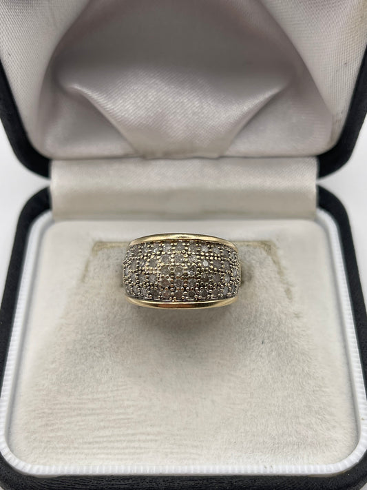 9ct gold 1ct diamond cluster ring