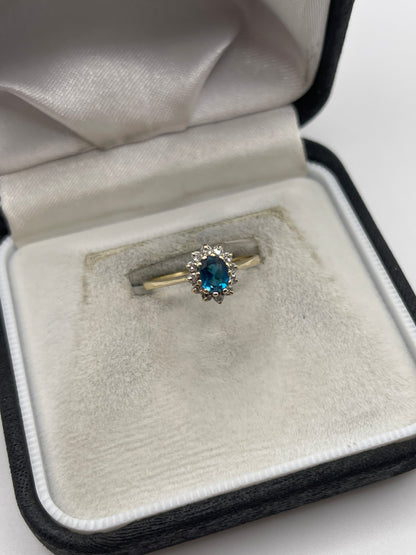 9ct gold topaz and diamond ring