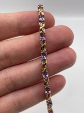 Load image into Gallery viewer, 9ct gold amethyst and diamond bracelet

