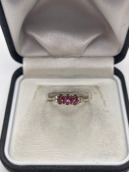 9ct gold tourmaline and diamond ring