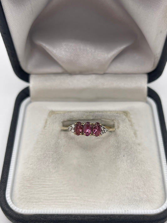 9ct gold tourmaline and diamond ring