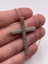 Load image into Gallery viewer, 9ct gold diamond cross necklace
