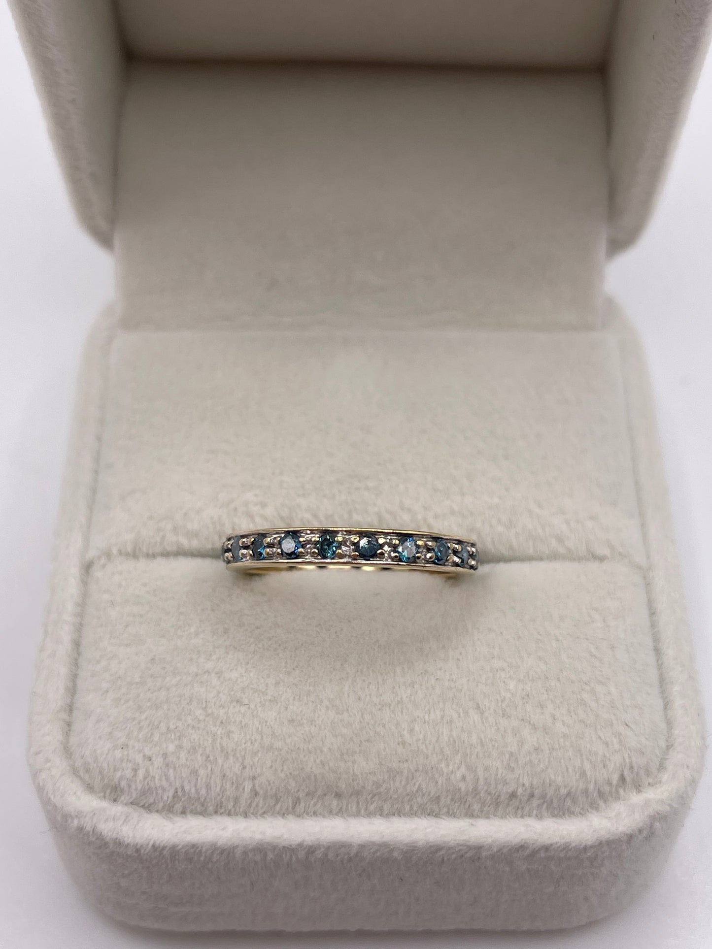9ct gold blue diamond eternity ring