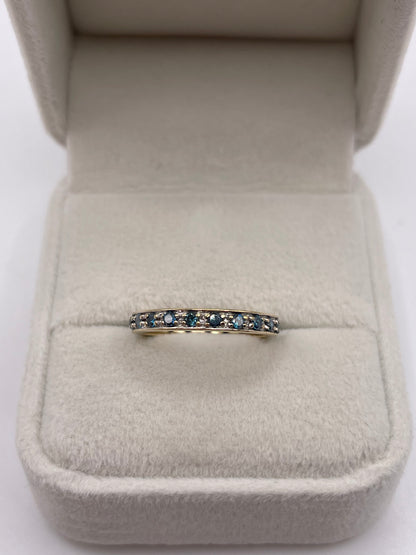9ct gold blue diamond eternity ring