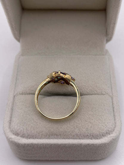 9ct gold amethyst and emerald ring