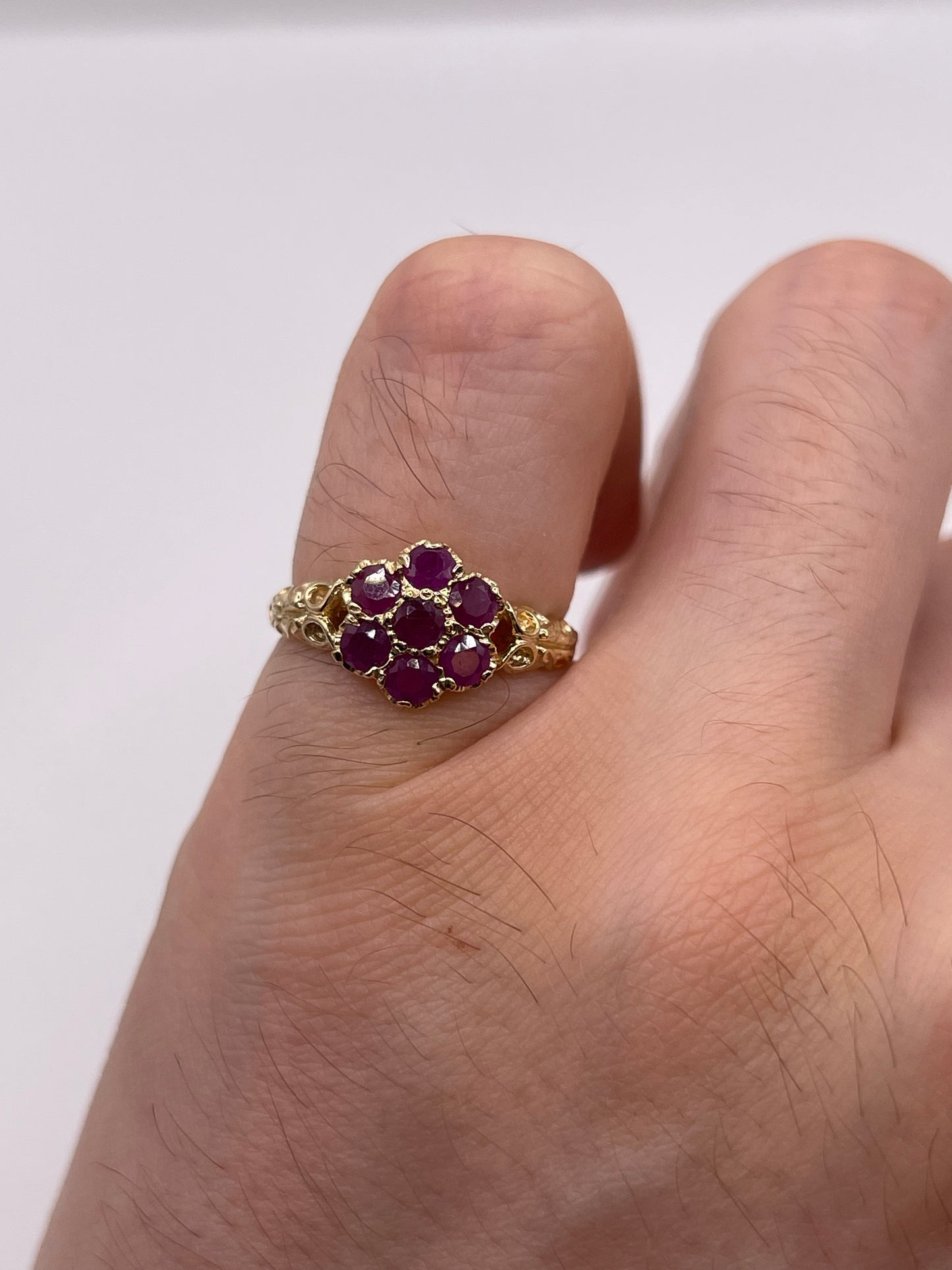 9ct gold ruby cluster ring