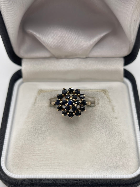 9ct gold sapphire cluster ring