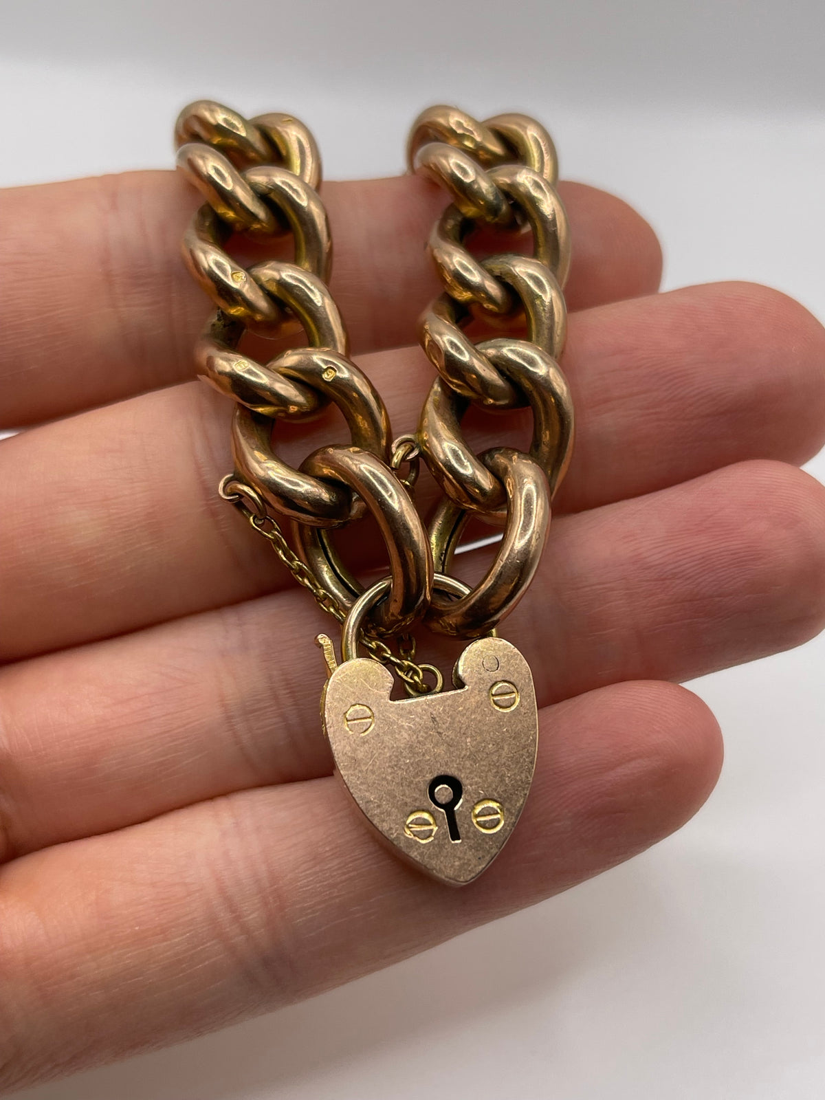 9ct rose gold padlock bracelet
