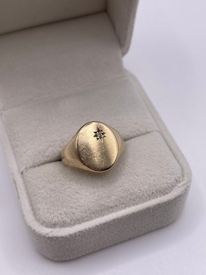 9ct gold diamond signet ring