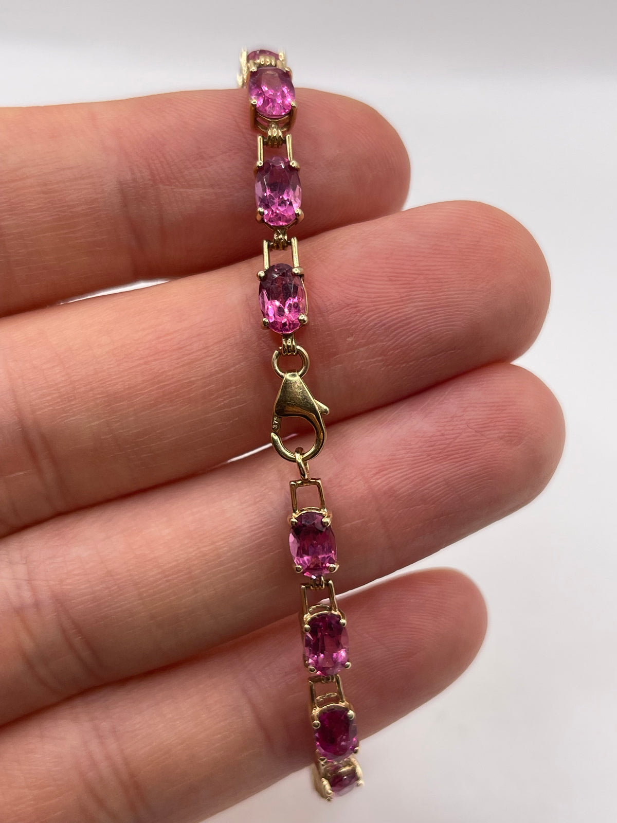 9ct gold pink topaz bracelet